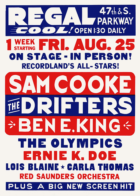 Regal Theatre Concert Poster — retro concert bill printed on metal