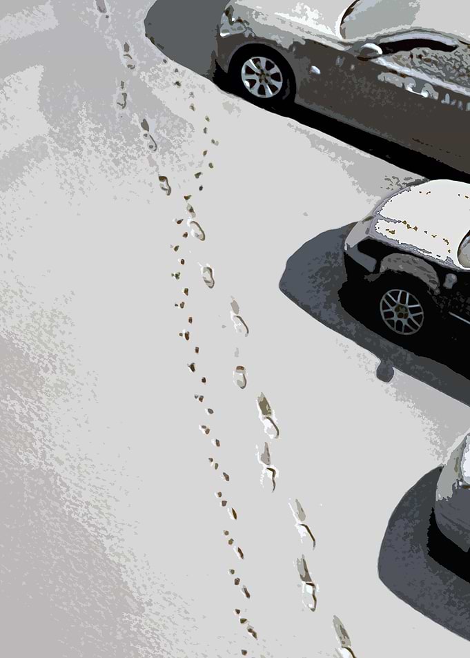 First footprints on new snow