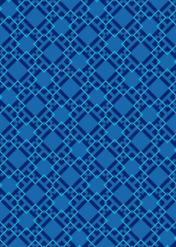 Blue Cross Weave Geometric Pattern