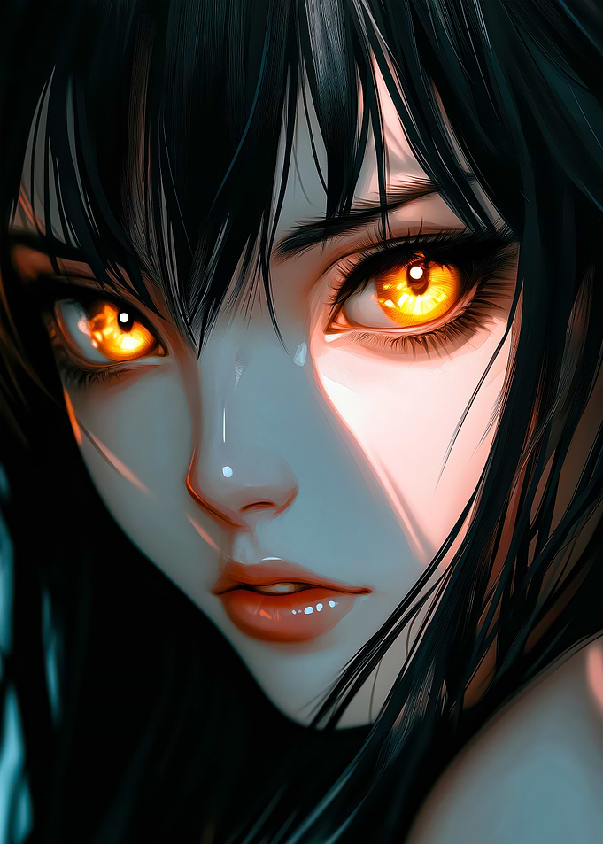 Anime Girl with Golden Eyes