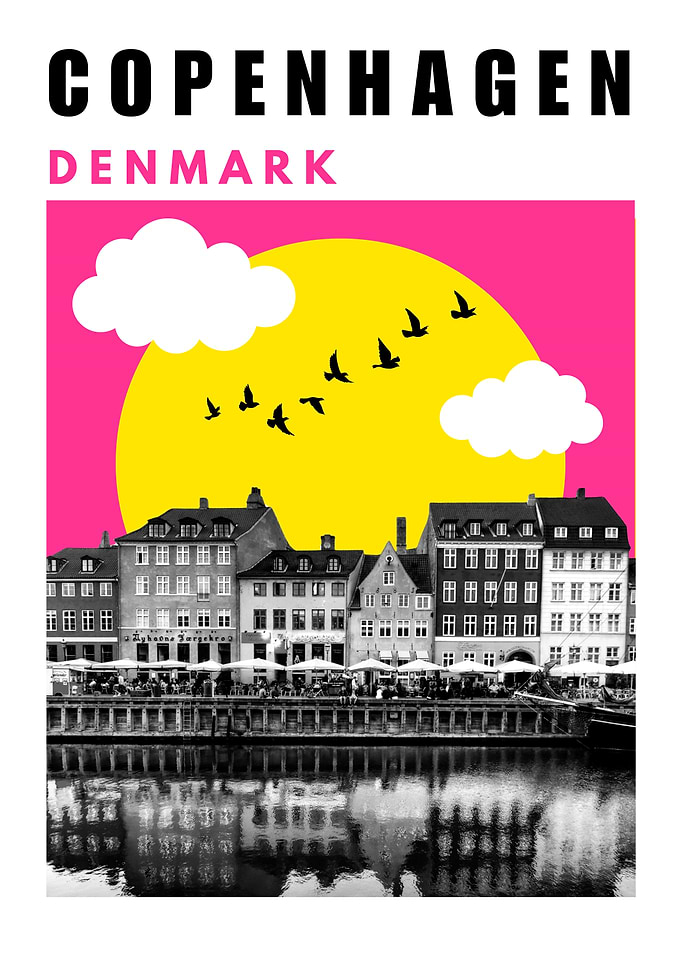Copenhagen Mid Century Modern Travel Poster