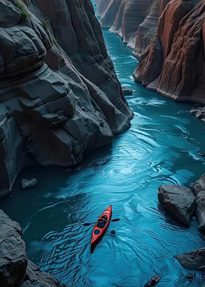 Kayaking Through Canyon