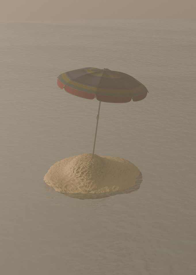 Beach Umbrella on Tiny Island