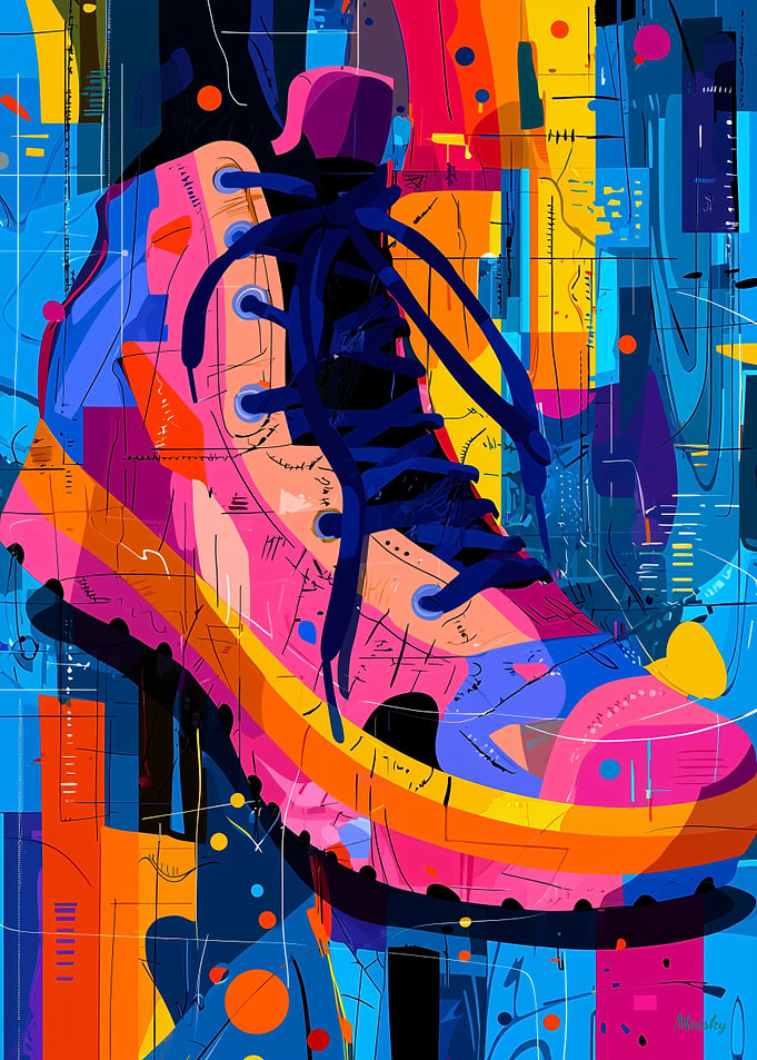 Expressionist Geometry Sneaker – Vibrant Abstract Street Art