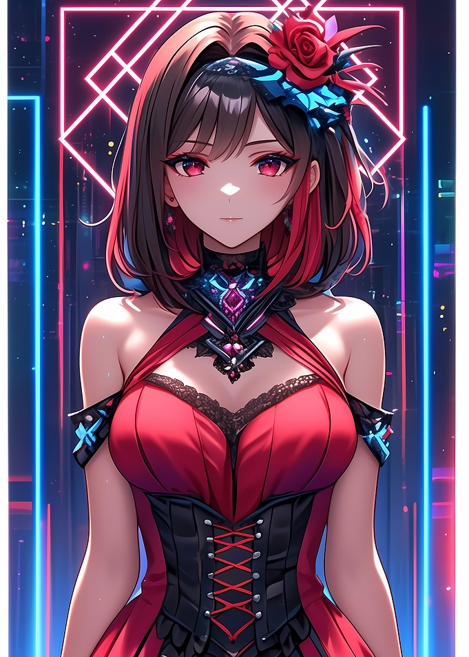 Anime Girl in Red Dress