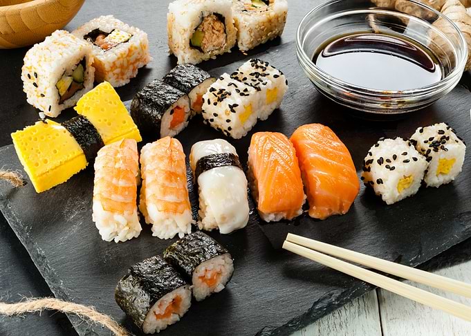 Sushi Platter with Soy Sauce