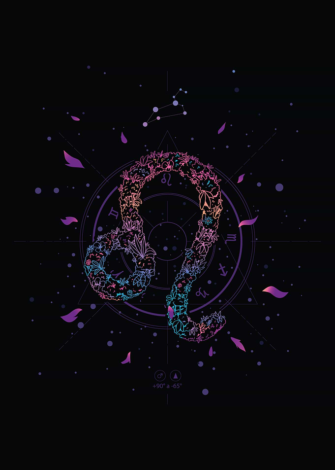 Floral Leo Zodiac Constellation