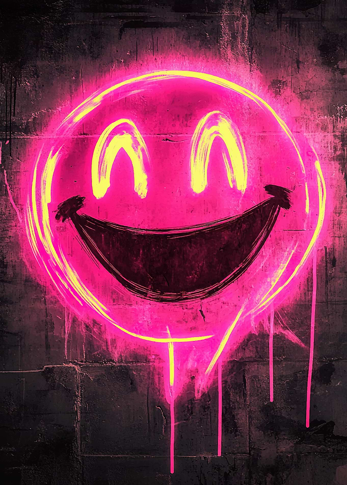 Neon Smiley Face Graffiti