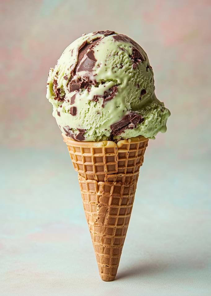 Mint Chocolate Chip Ice Cream Cone