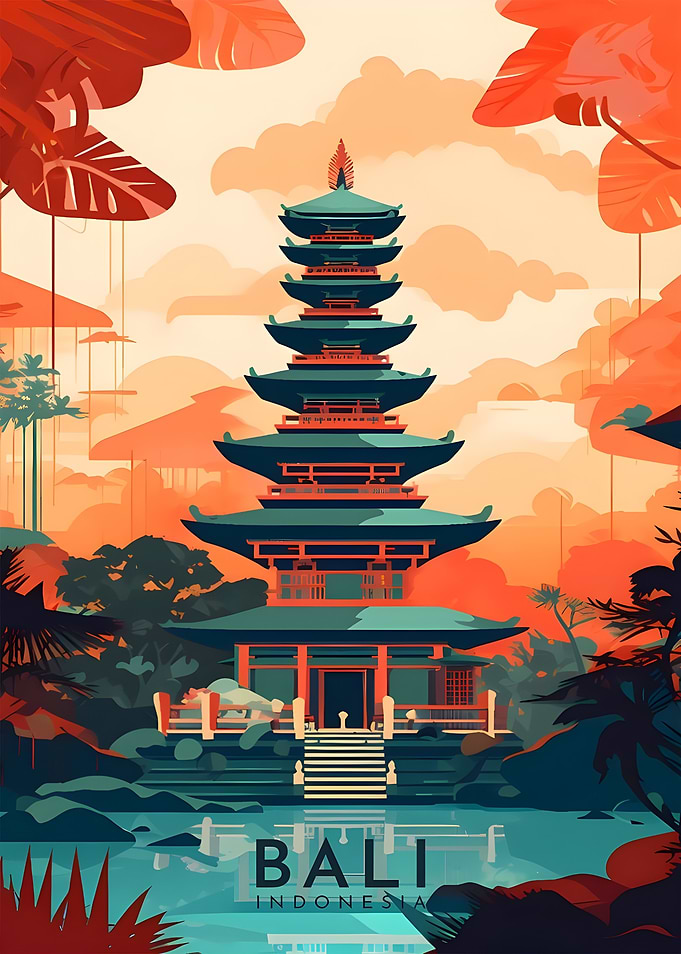 Bali Pagoda Illustration