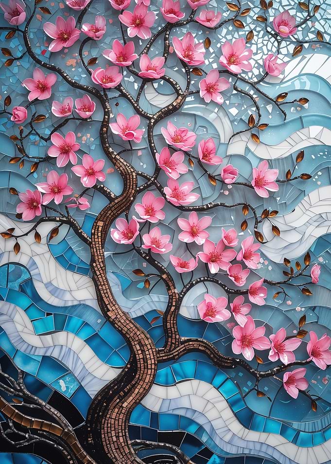 Cherry Blossom Mosaic Art