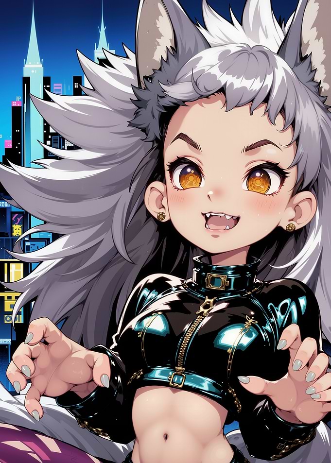 Anime Wolf Girl in City