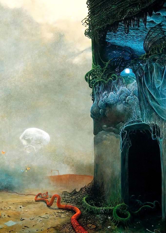 Surreal Landscape with Tower Zdzislaw Beksinsk