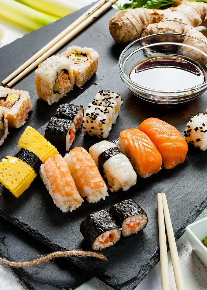 Sushi Platter with Soy Sauce