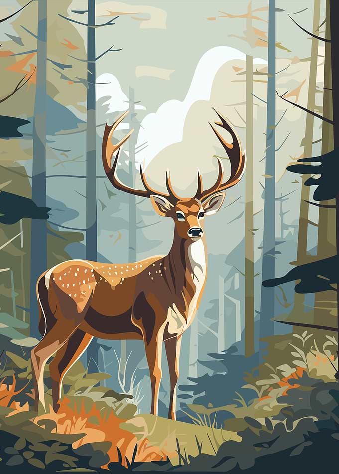 Majestic Deer in Forest