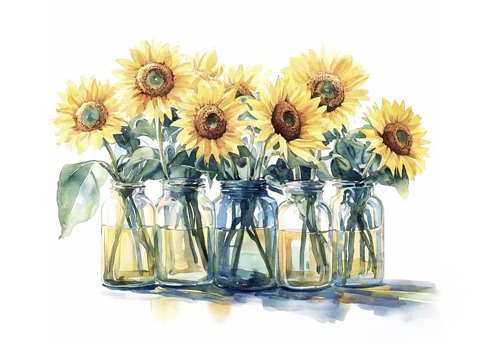 Sunflowers in Jars