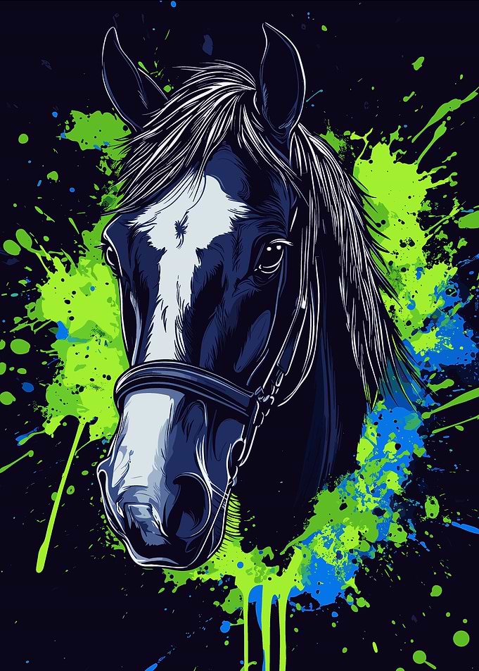 Horse Portrait with Splatter