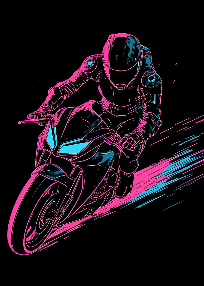 Neon Motorcycle Rider