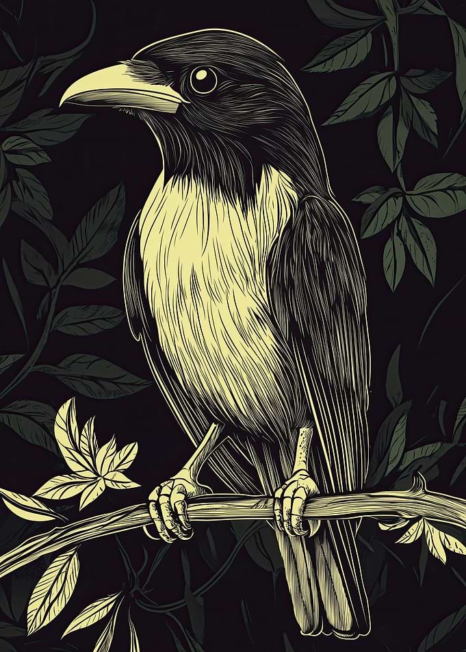 Bird on Branch Illustration