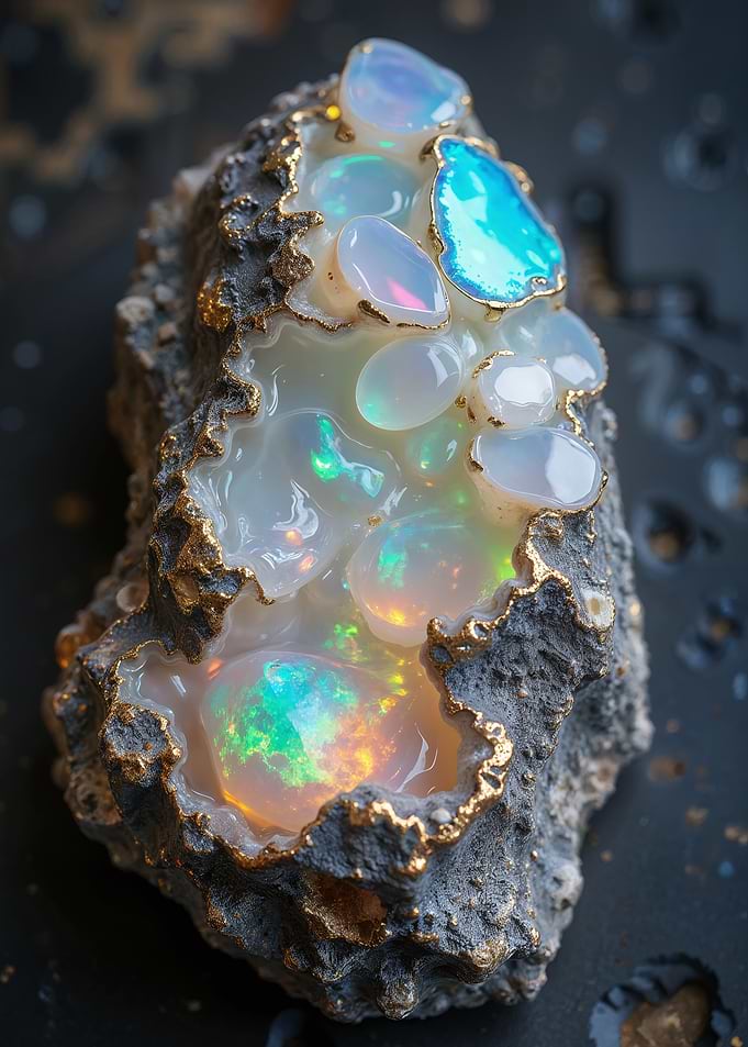Opal Gemstone in Rock