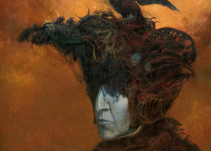 Surreal Portrait with Crow by Zdzislaw Beksinsk