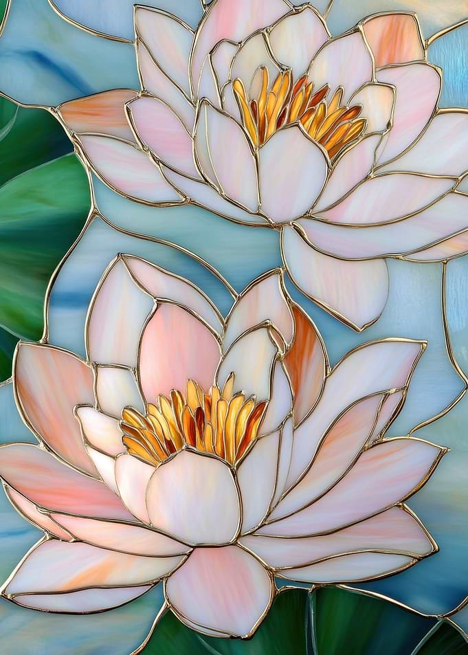 Stained Glass Water Lilies