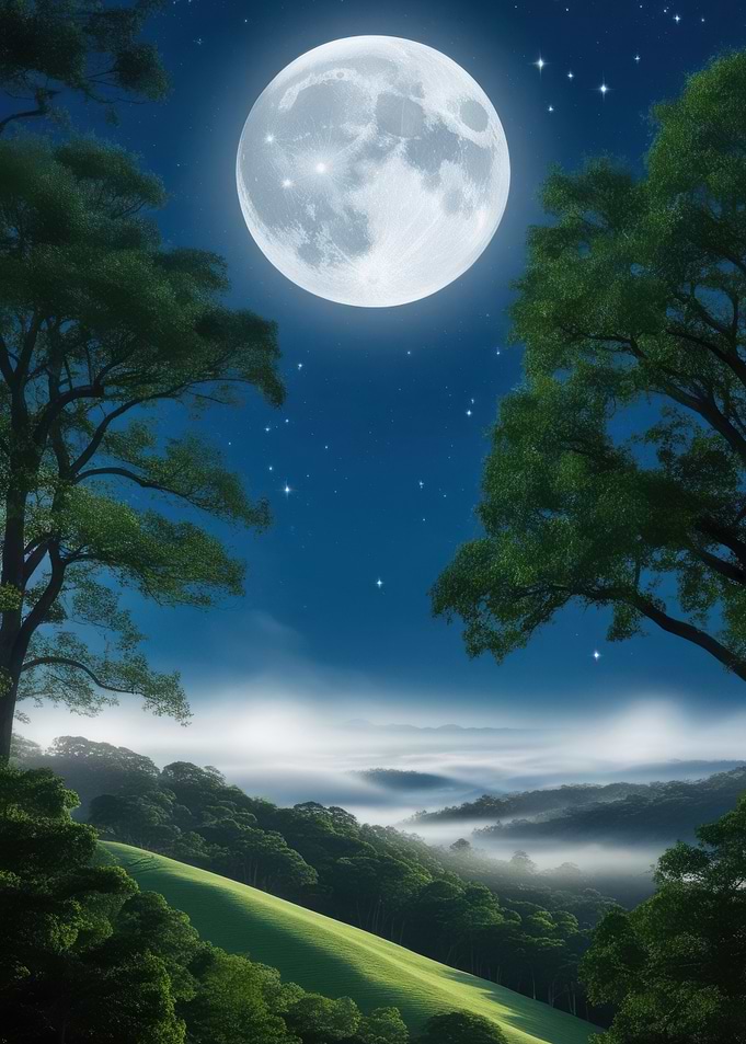 Full Moon Over Hills
