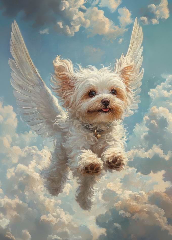 Maltese Dog with Angel Wings | Pet Sympathy Gift | Dog with Wings