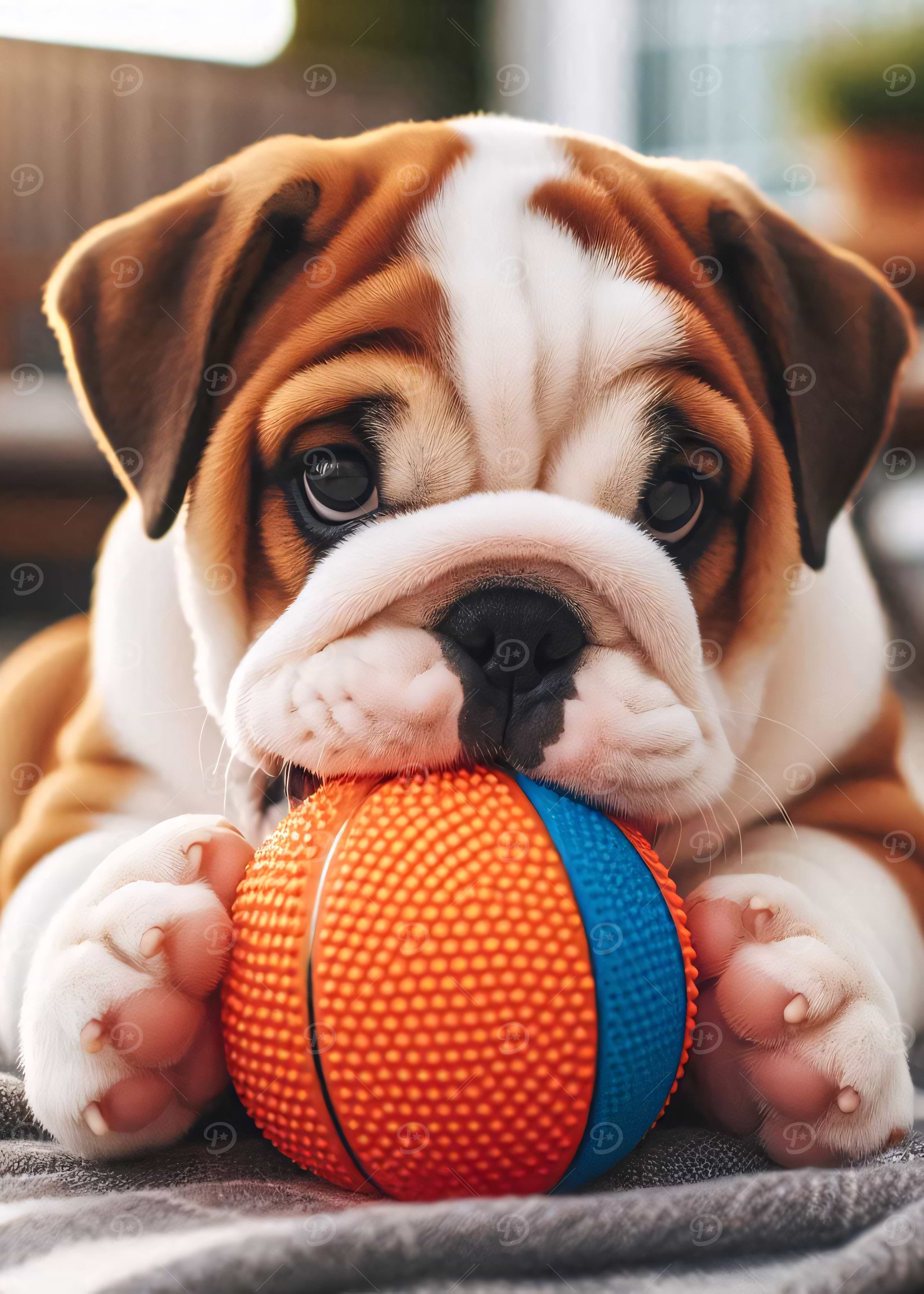 Adorable English Bulldog Puppy Playing