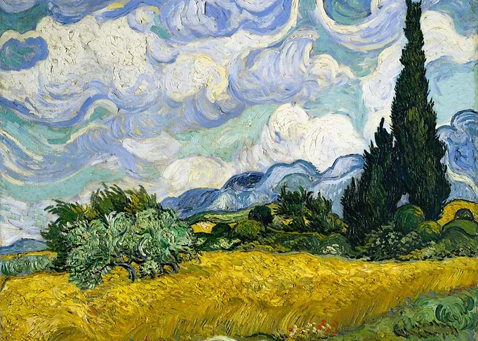 Wheatfield with Cypresses