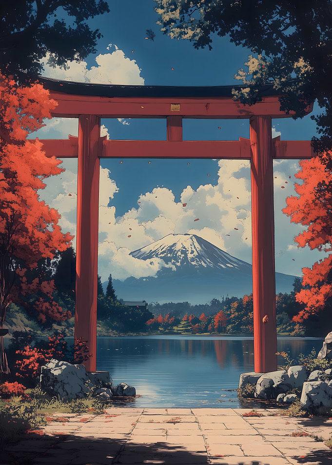 Mount Fuji Torii Gate Japanese Landscape