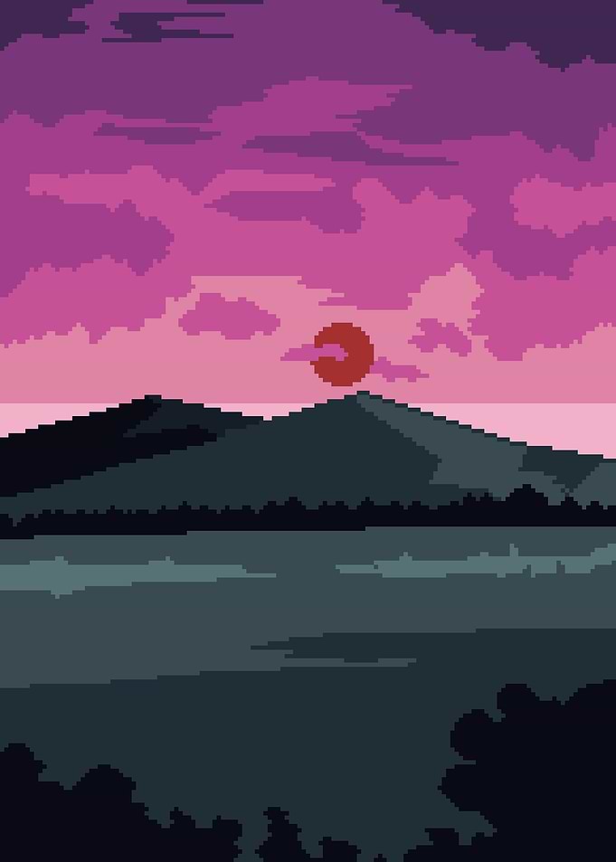 Pixel Sunset Landscape