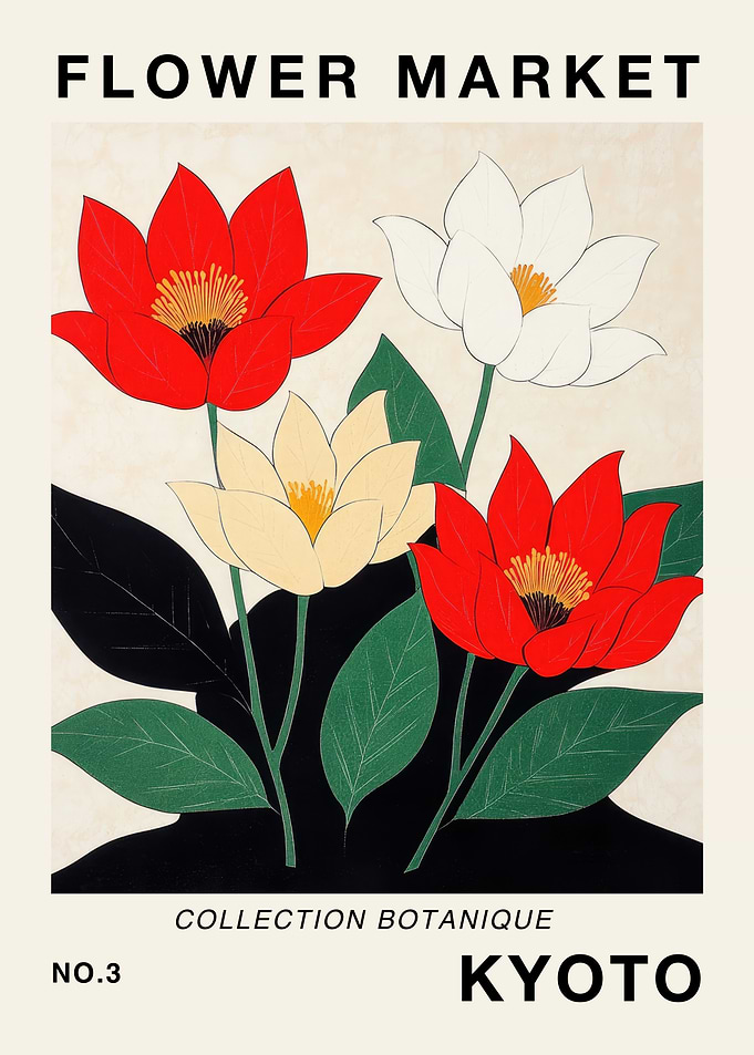 Kyoto Flower Market Travel Art Print