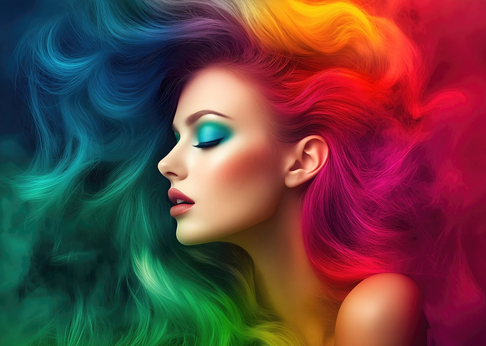 Woman with Rainbow Hair
