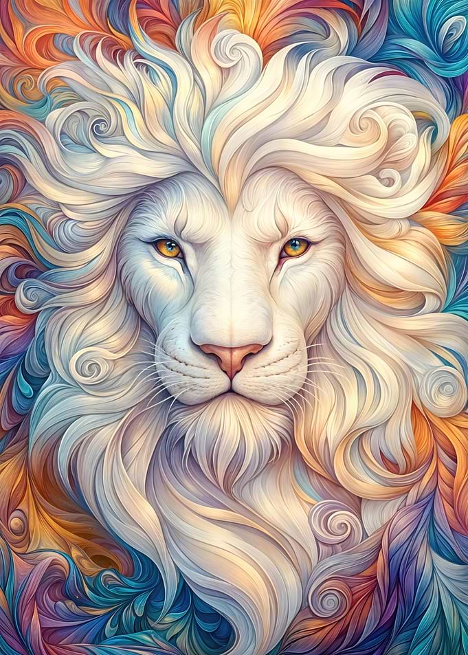 Abstract White Lion Portrait