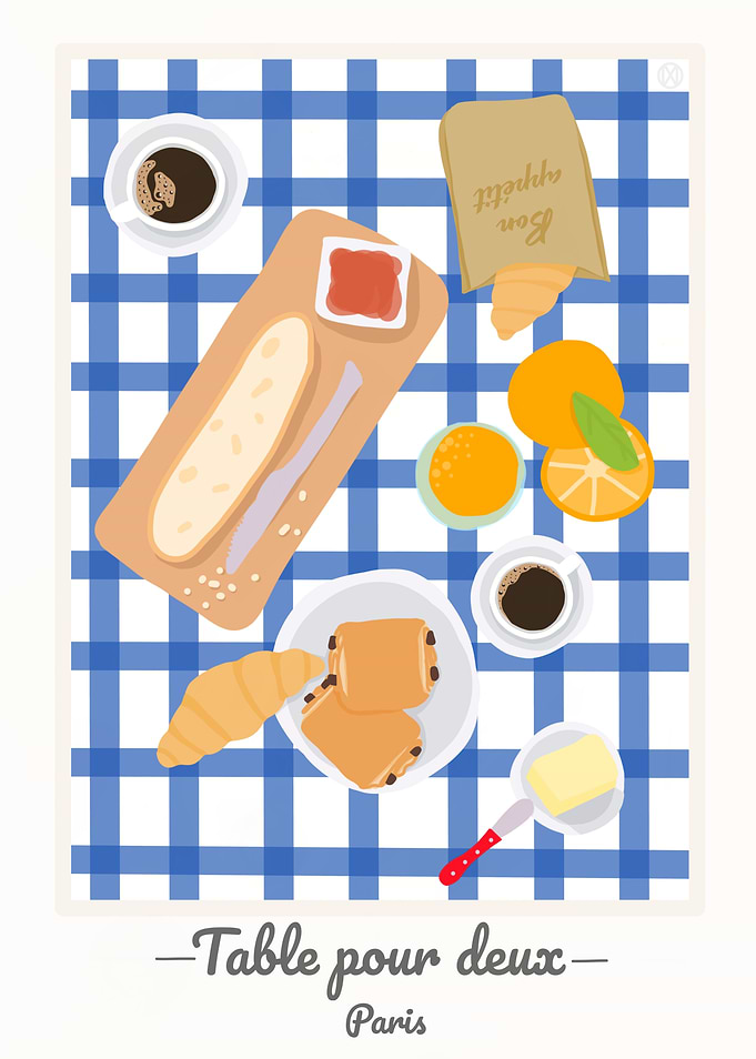 Parisian French Breakfast Table for Two