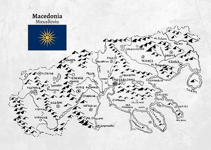 Handdrawn Map of Macedonia