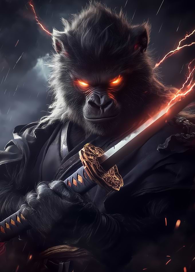 Gorilla Samurai Warrior Animal