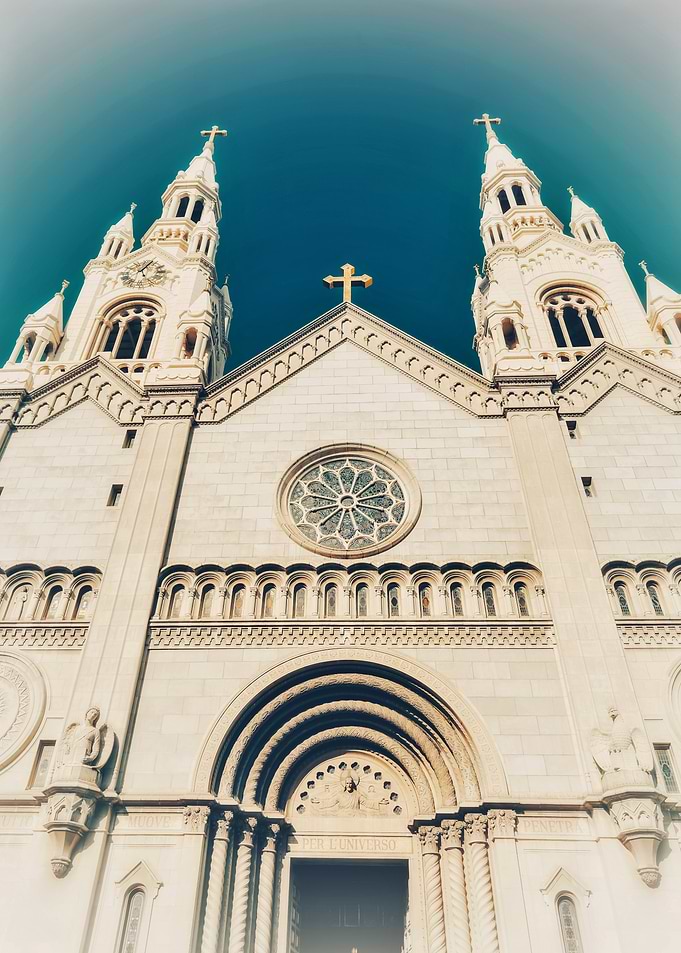 Church Facade with Twin Towers