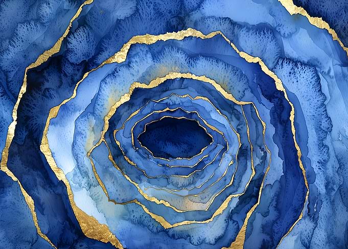 Blue and Gold Abstract Art