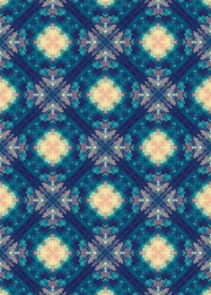 Blue and Peach Geometric Pattern