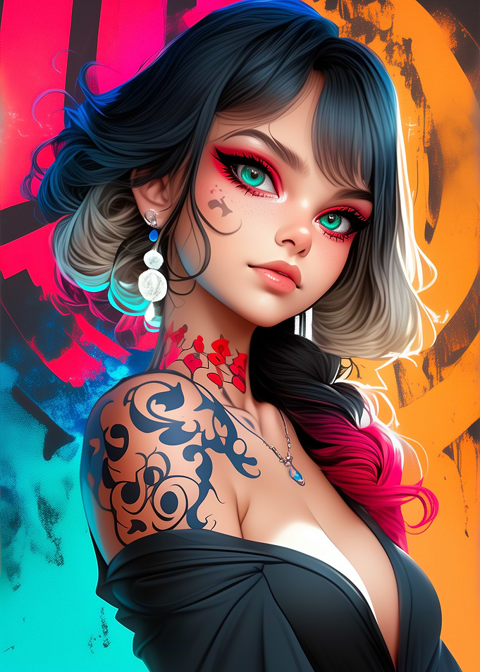 Anime Girl with Tattoos