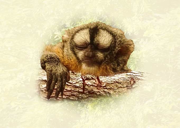 Sleeping Night Monkey on Branch