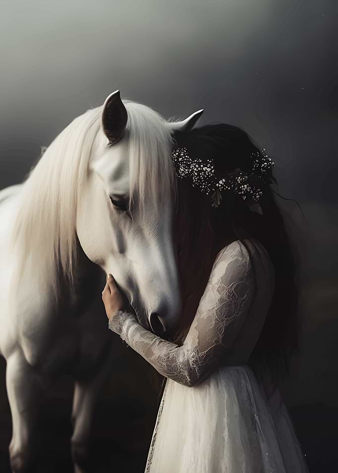 Woman and White Horse