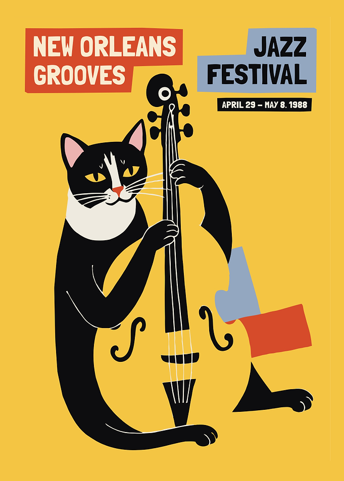 Cat Playing Double Bass
