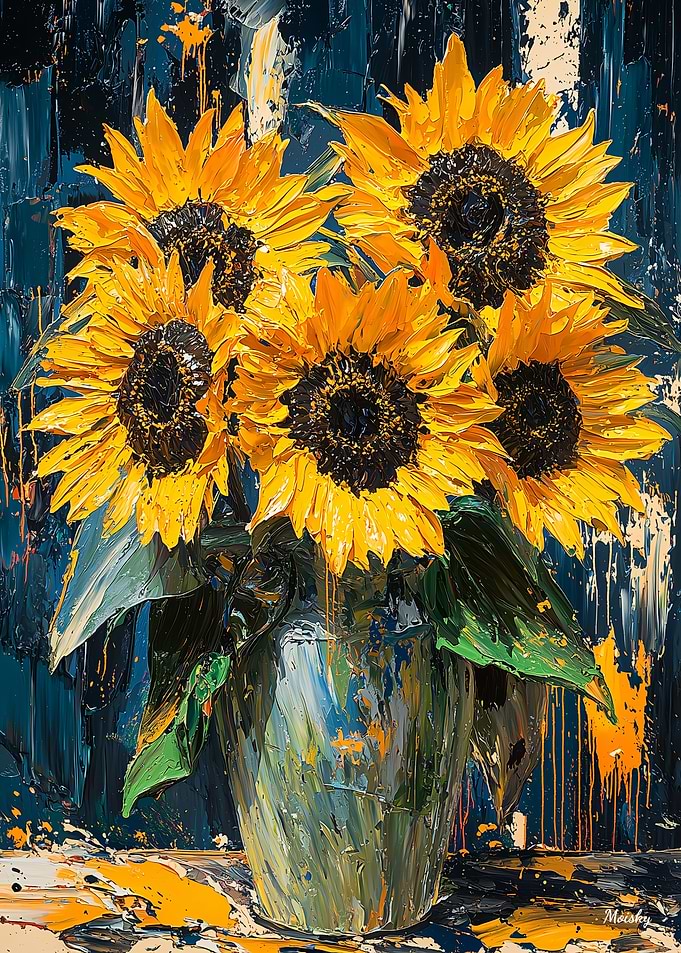 Expressionist Sunflowers – Bold Contemporary Art Reinterpretation