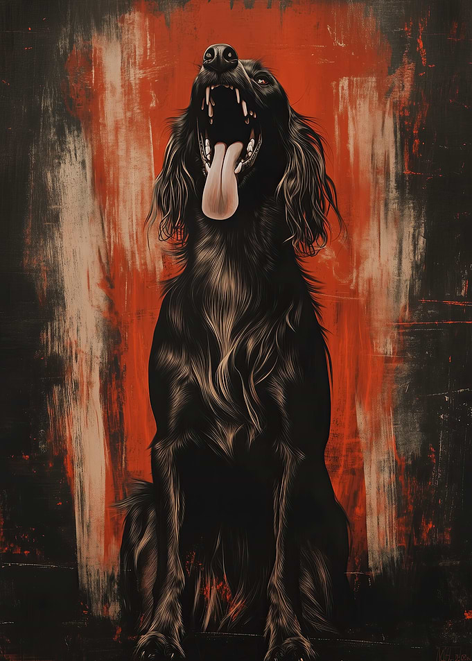 Black Dog with Open Mouth