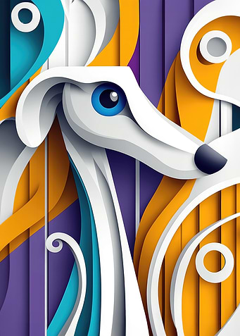Colorful Dog Papercut Art
