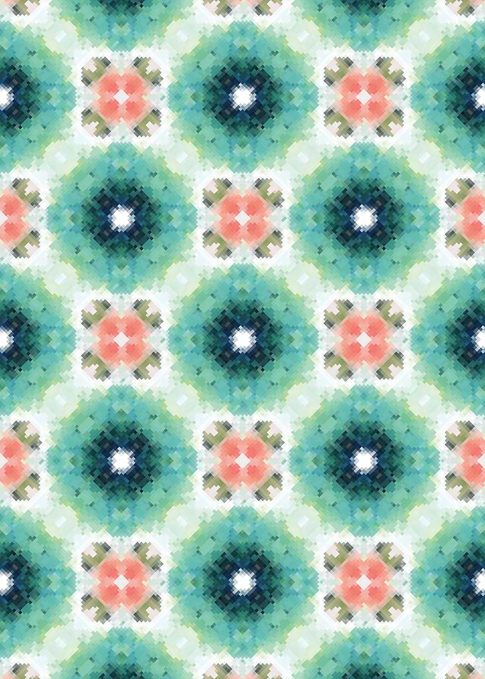 Teal and Coral Geometric Pattern