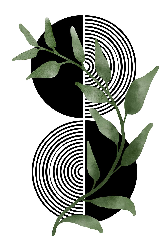 Green Branch with Black Circles